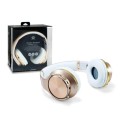 Auriculares Inalambricos Diadema Conceptronic Eligio / Bluetooth / Mp3 MicroSD / Oro-Blanco / CHSPBTNFCSPKG