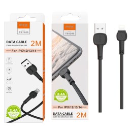 Cable datos USB 2.0 a Lightning IPhone 12-14 / 2m / 2.4a / TB1246 / Negro / MTK 0152462