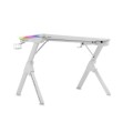 ÷ Mesa mars gaming mgd rgb white chasis de acero tablero 110x60cm altura 74cm con dise?o de fibra de c
