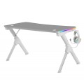 ÷ Mesa mars gaming mgd rgb 140 white chasis de acero tablero 140x60cm altura 75cm alfombrilla nanotext
