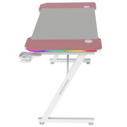 ÷ Mesa mars gaming mgdx120rgbp chasis acero 120x60x75 fibra de carbono rgb mando gestion cables rosa