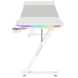 ÷ Mesa mars gaming mgdx160rgbw chasis acero 160x60x75 fibra de carbono rgb mando gestion cables blanco