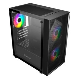 ÷ Caja micro atx unyka mir b200 black vidrio templado lateral 3vent argb de140mm 3,5