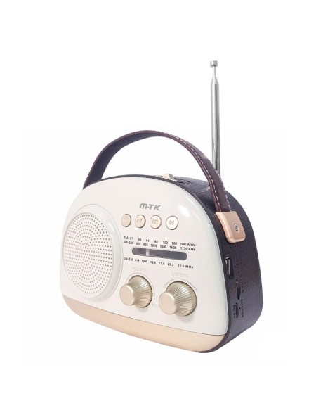Radio portatil Am-Fm Bluetoothh 5.4 con Antena TR9438 / Altavoz externo / 1200Mah / Blanco / Mayou / 0954381